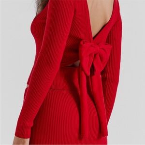 House of CB Red Ribbed Sweater